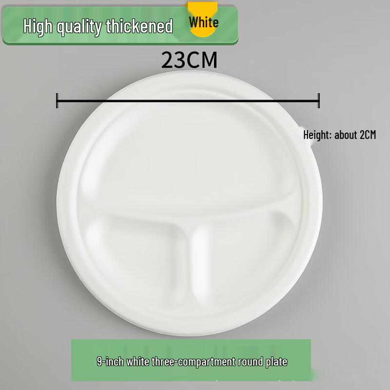 9-inch 3-Compartment Disposable Pulp Plates