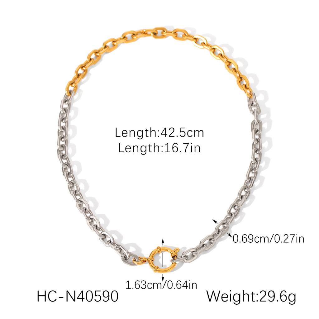 necklace gold and silver color-block spliced cross buckle choker handmade chain titanium steel bracelet high-end jewelry