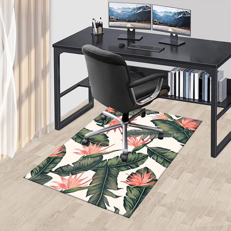 

1pc Tropical Banana Leaf and Bird of Paradise Flower Chair Mat - Anime Cartoon Design, Non-Slip Office Chair Pad for Home Decor, Suitable for All Seas 60cm by 90cm
