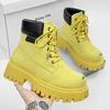 Yellow Designer Ankle Boots Men Autumn Outdoor Suede Boots Fashion High Top Platform Men Shoes Outdoor Tooling Motorcycle Boot