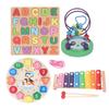 Baby Toy Set Xylophone Instrument Bead Maze Clock Puzzle Toy Alphabet Building Block Toy Kit for Infant