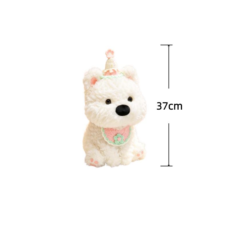 West Highland White Terrier Plush Toys White Dog Stuffed Doll Adorably Room Decor Toys Accompany Sleep Toy Kids Birthday Gifts