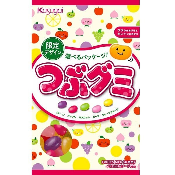 Kasugai Confectionery “Tsubu Gummi” 80g Four Types of Limited-time Crushable Gummy packages.Four Ty Four Types of Limited-time Crushable Gummy Package