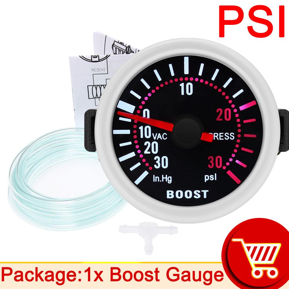 AD 52mm Turbo Boost Gauge -1-2 Bar Car Smoke Len Pointer Kit 1-30 PSI Water Temp Oil Pressure Gauge Tachometer Universal