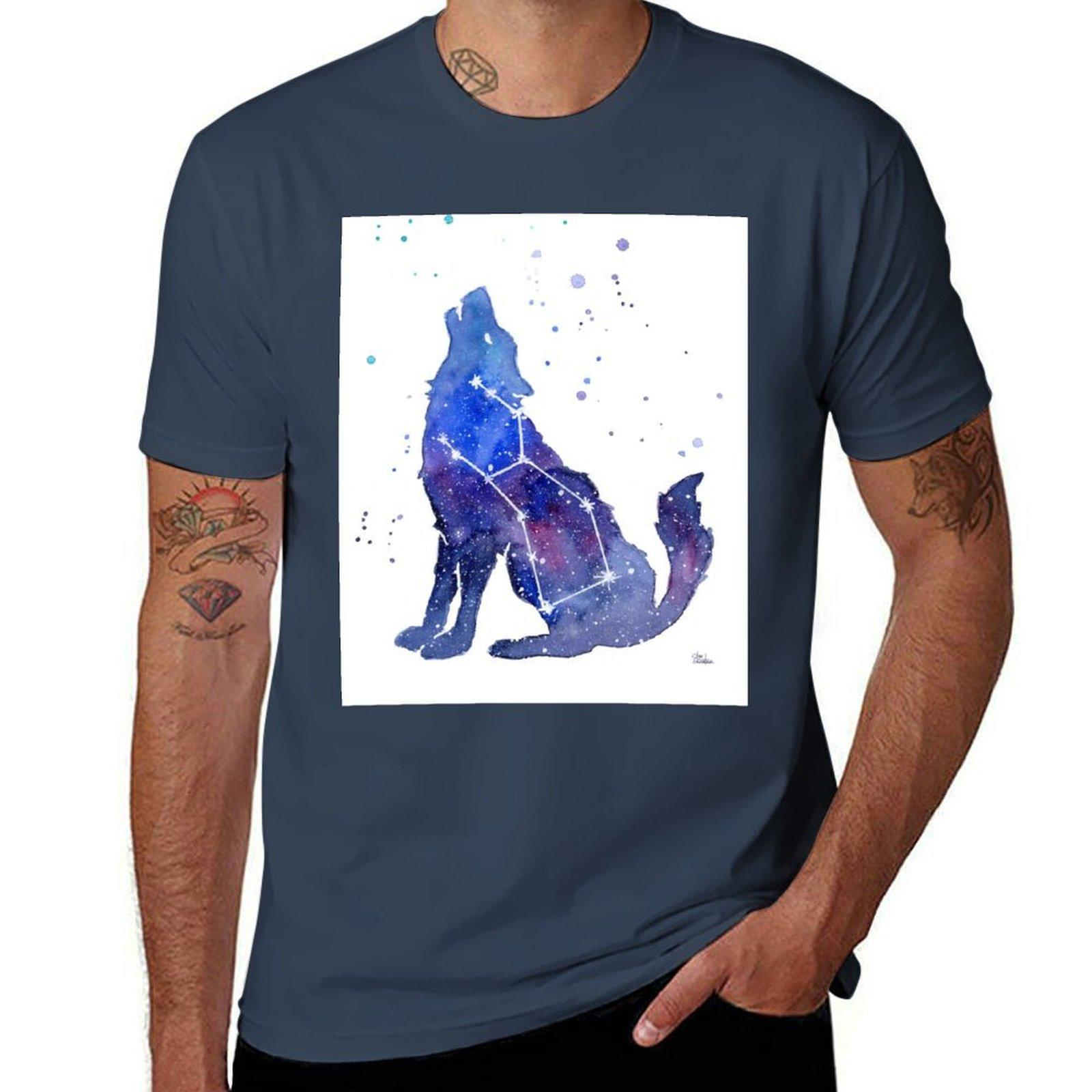Galaxy Howling Wolf TShirt Street Art Print Tee Shirt S
