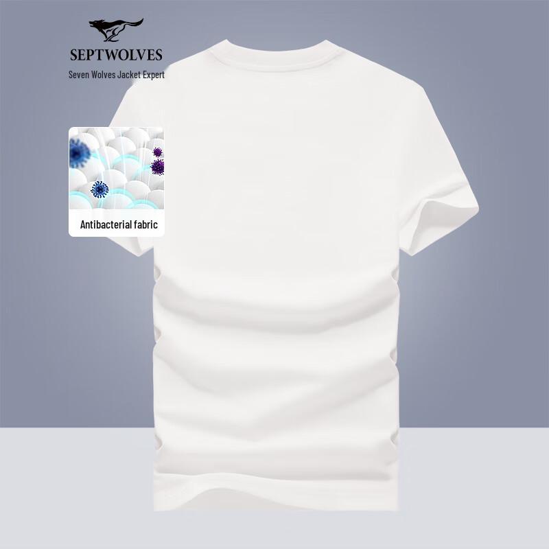 SEPTWOLVES Men's Casual Wolf Head Print Short Sleeve T-shirt