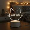 3D Message Board LED Night Lights A Repeatable Writing Cat Face Shape LED Writing Board DIY Transparent USB
