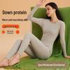 Customized Couples' Down Thermal Underwear Set: Light Warmth, Skin-Nourishing, Round Neck Base Layer for Autumn and Winter.