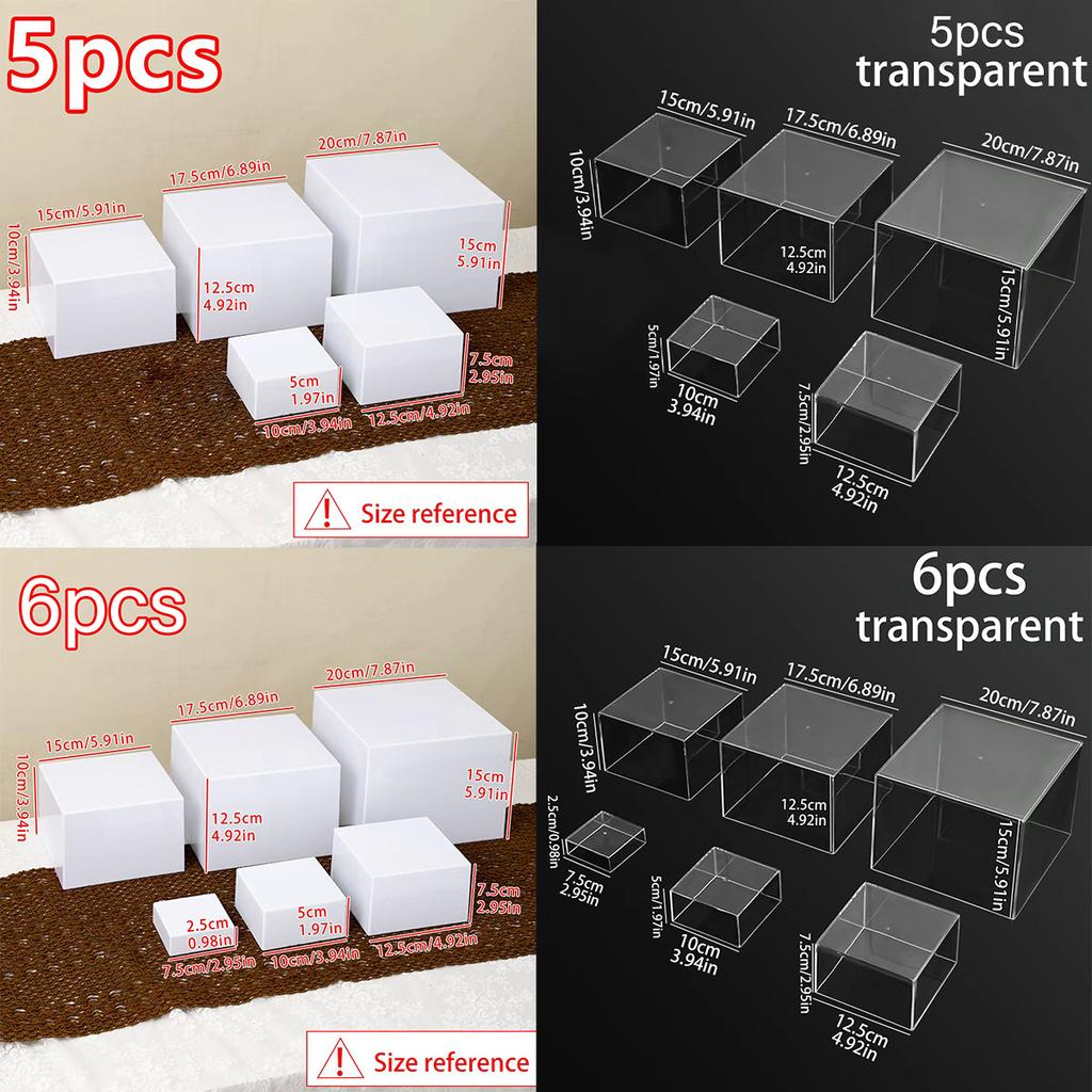 5pcs/6pcs acrylic white/transparent cake display rack suitable for business birthday banquets, weddingsholiday decoration racks