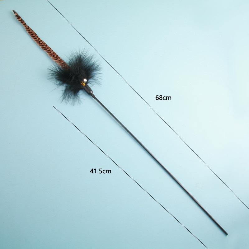 Ostrich Feather Cat Teaser Toy with Bell - Boredom Relief Handheld Rod