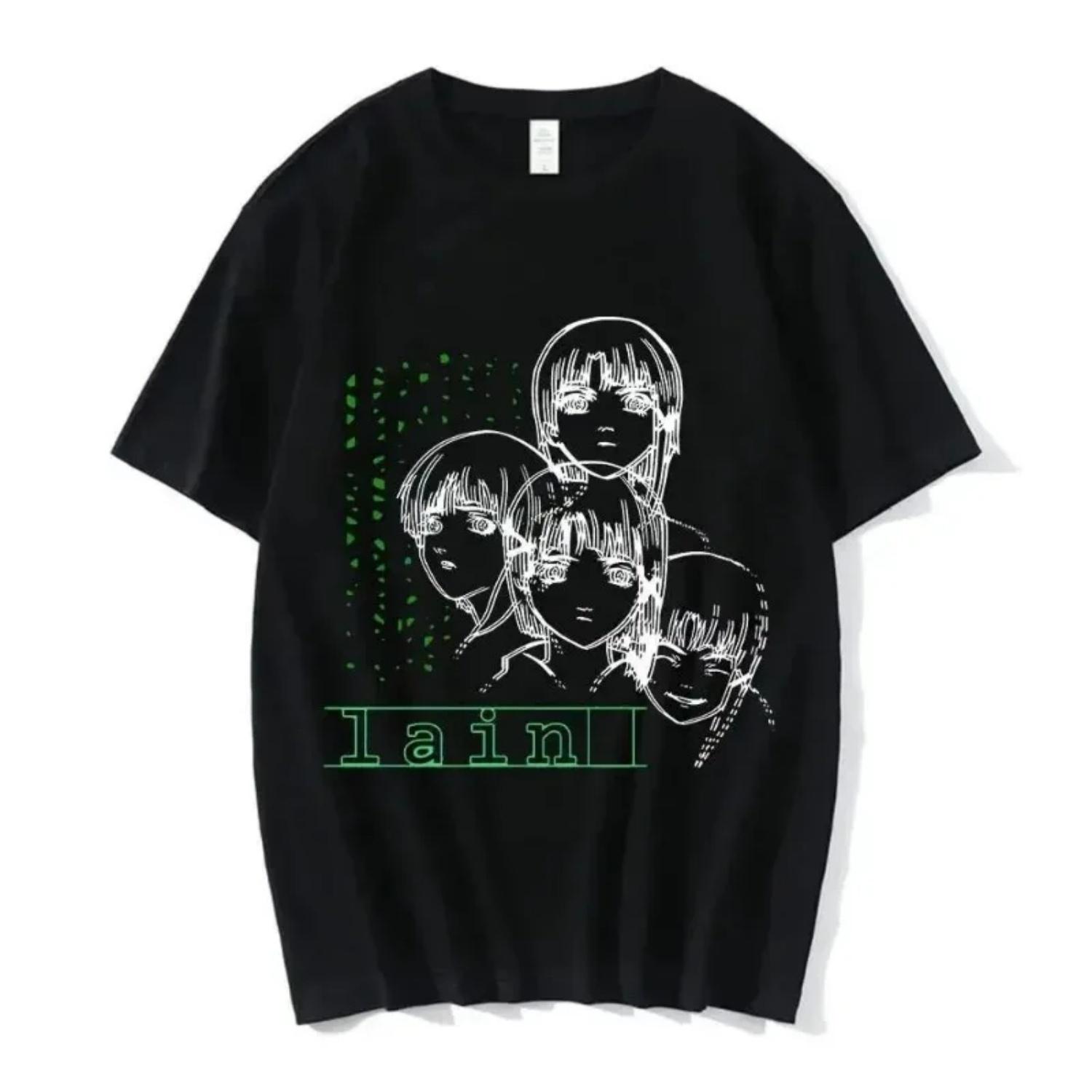 

Fashion Anime Series Experit Lane Printed Cotton T-Shirt Iwakura ga Girls Sci-Fi Short Sleeve Breathable Plus Size T-Shirt S чёрный
