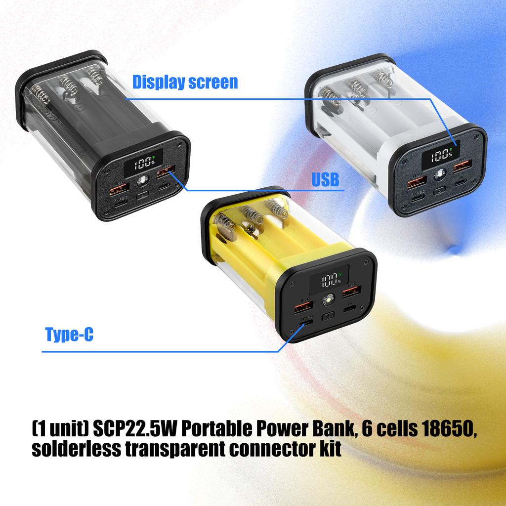 DIY Power Case For 6 Slot 18650 Batteries 22.5W Removable To Extend Battery Life Reducing Waste For Green Living