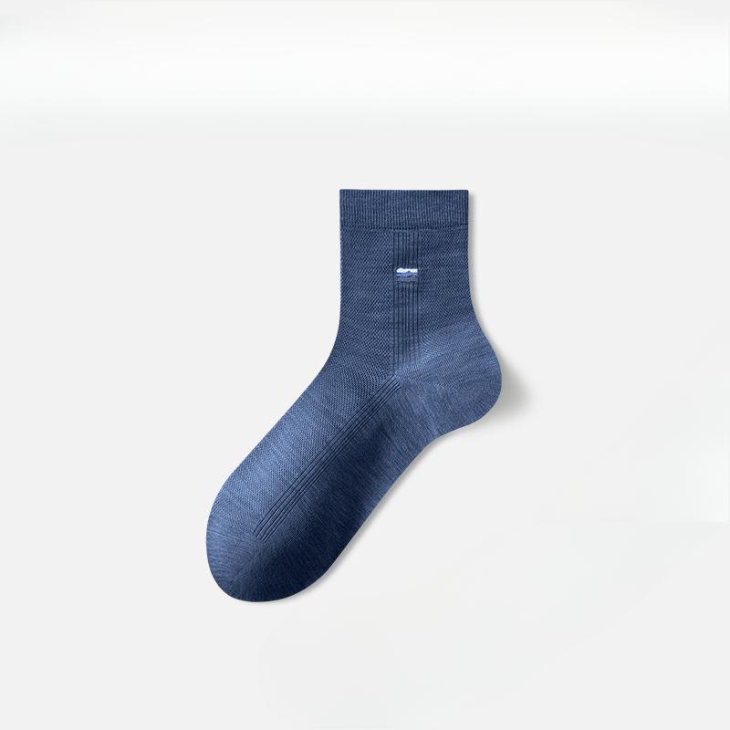 Herren Sommer Dünne Mesh Atmungsaktive und Kühle Bestickte Halbhohe Socken