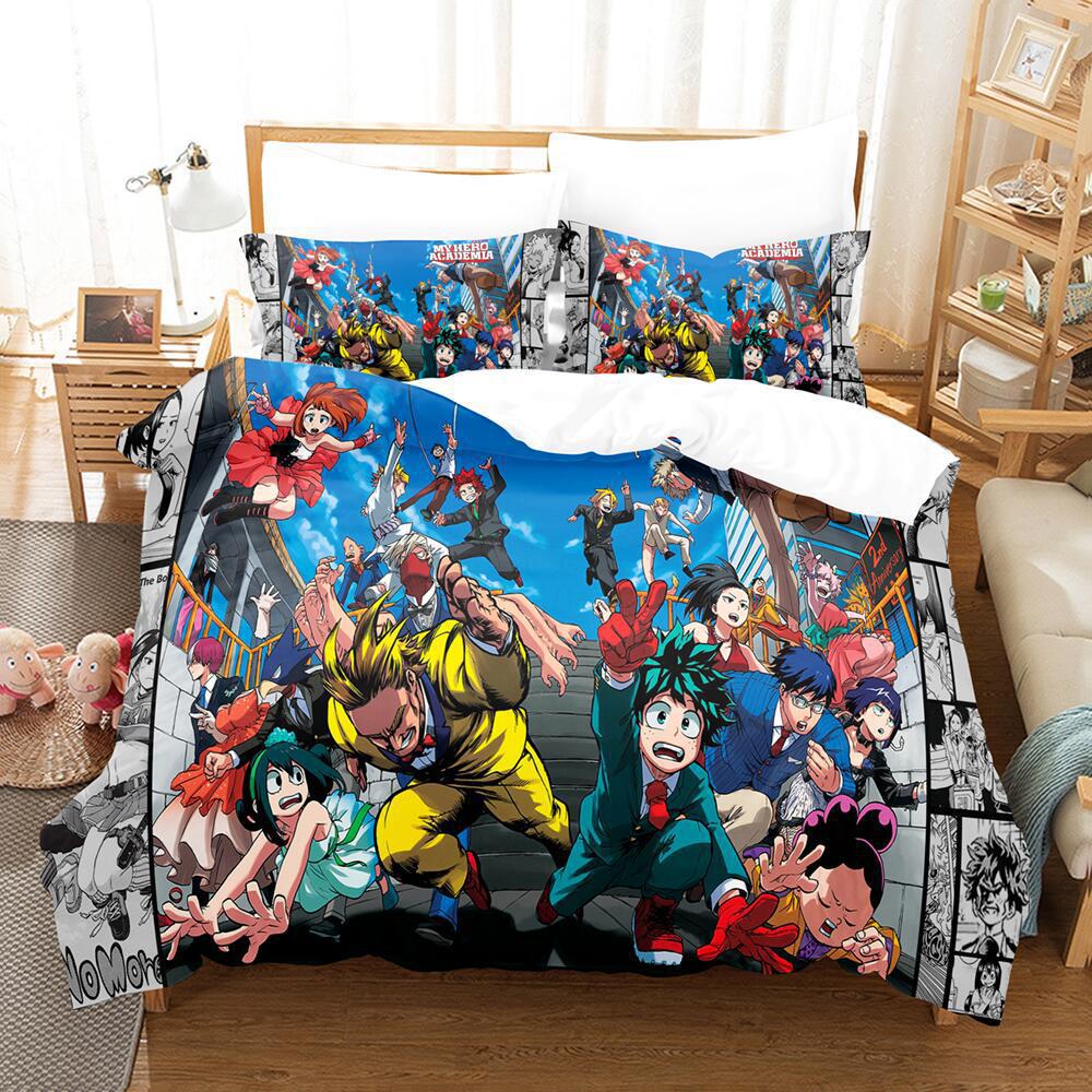 My 3D Cartoon Animation Bedding Microfiber Polyester Cotton 90G Duvet Set Three-Piece Set