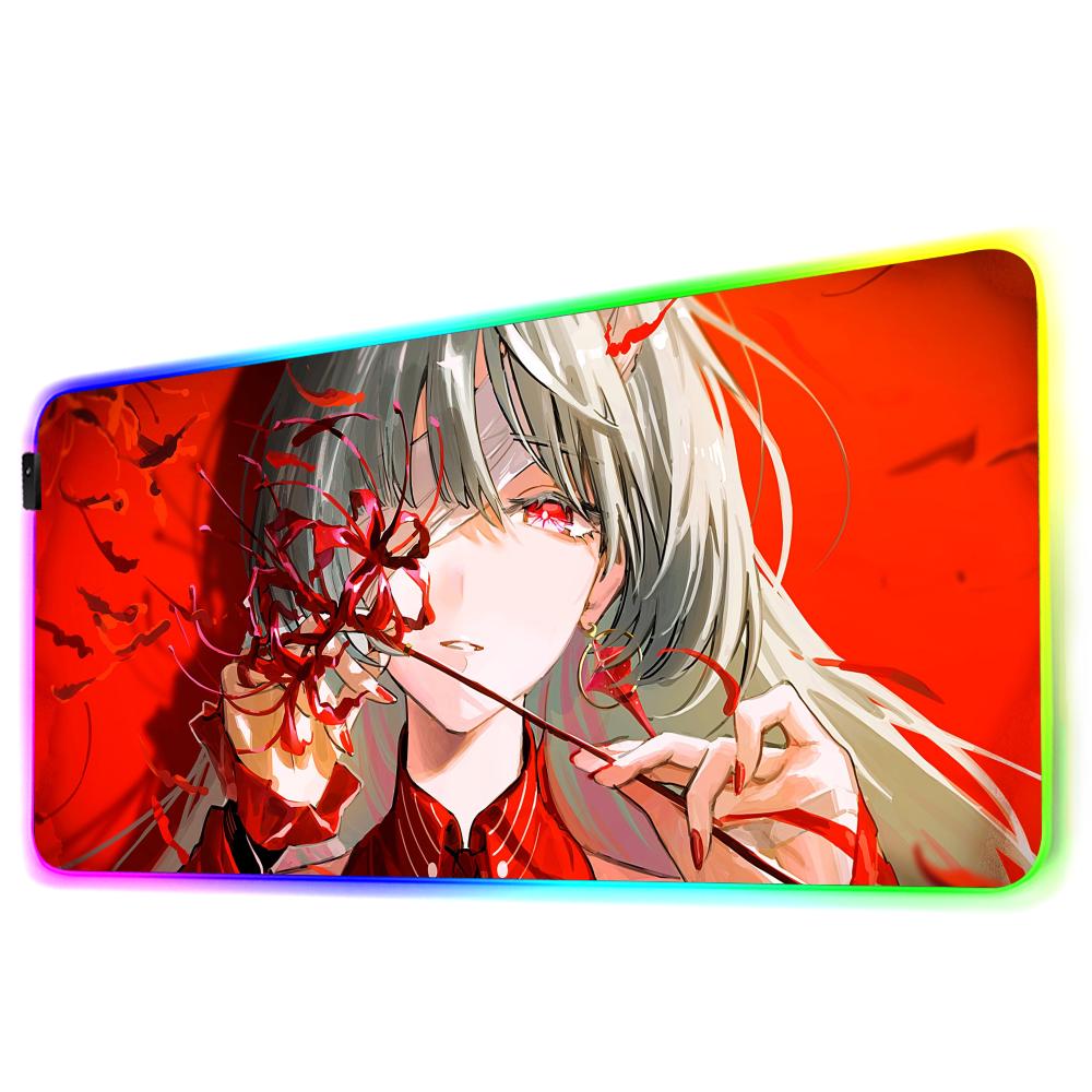Phrolova wuthering Mauspads RGB Gaming-Mauspad Großes LED-Pad PC-Schreibtischmatte Leuchtendes Mauspads Große Tastaturmatten Tischteppich Mit