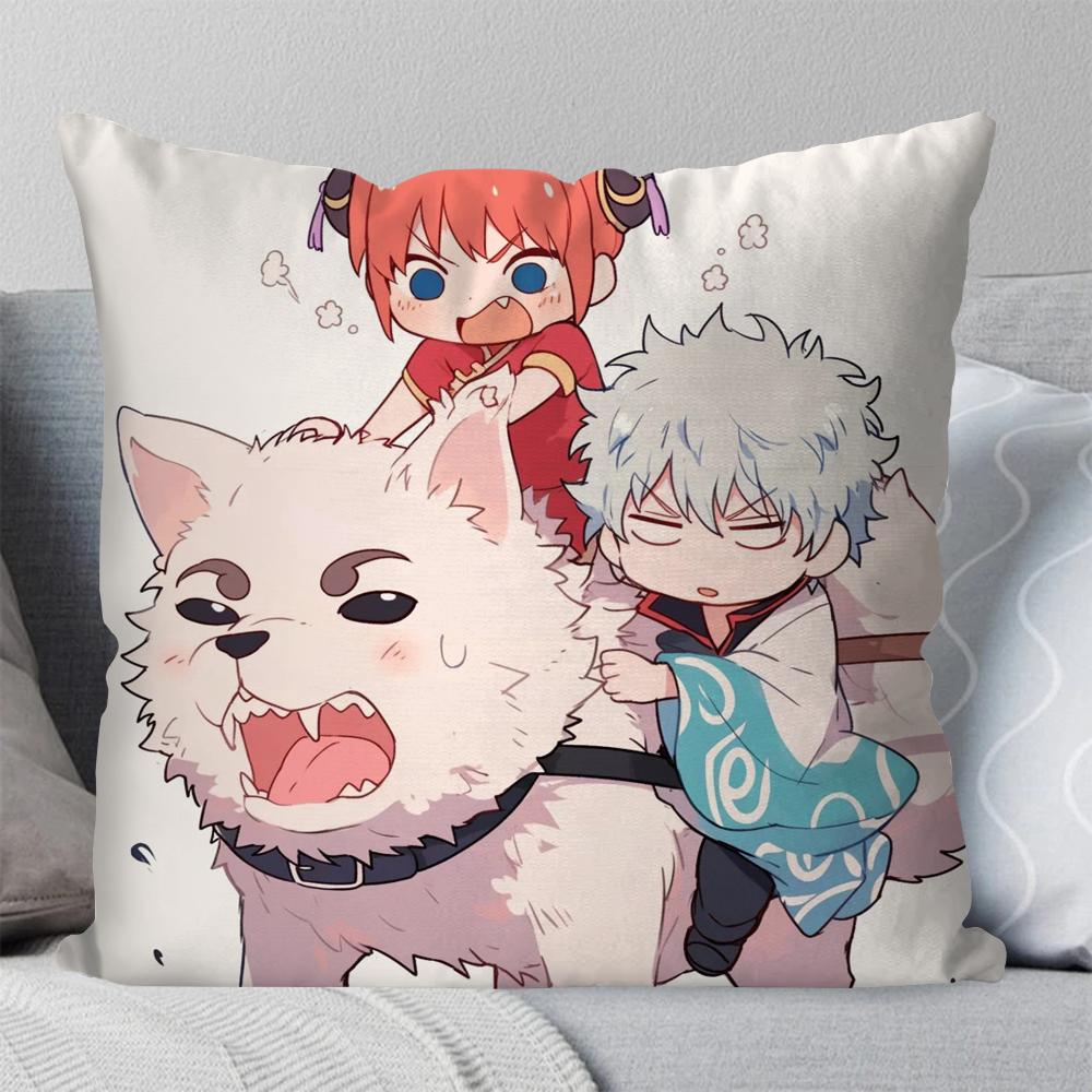 1pc Gintama Animation Pillow Case Square Pillow Bedroom Sofa Leisure Comfort Cushion Car Living Room Home Decoration 40X40