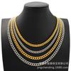 Unisex European & American Style Stainless Steel Cuban Link Chain Necklace with Day-Character Pendant, 6/8/10/12mm Wide.