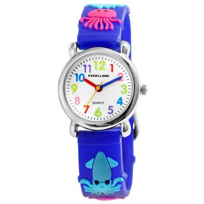 Children's Watch - EXCELLANC - Excellanc Silver Metal - Round Case 27 Mm - Blue Silicone Strap - Quartz Movement