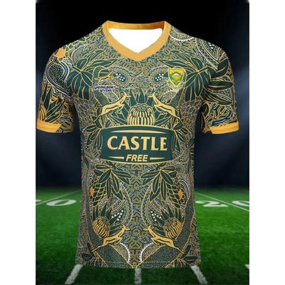 Mode Ademend Sneldrogend Zuid-Afrika 2019 Heren Rugby Shirt T-shirt voor Kinderen en Volwassenen Zomer Sport