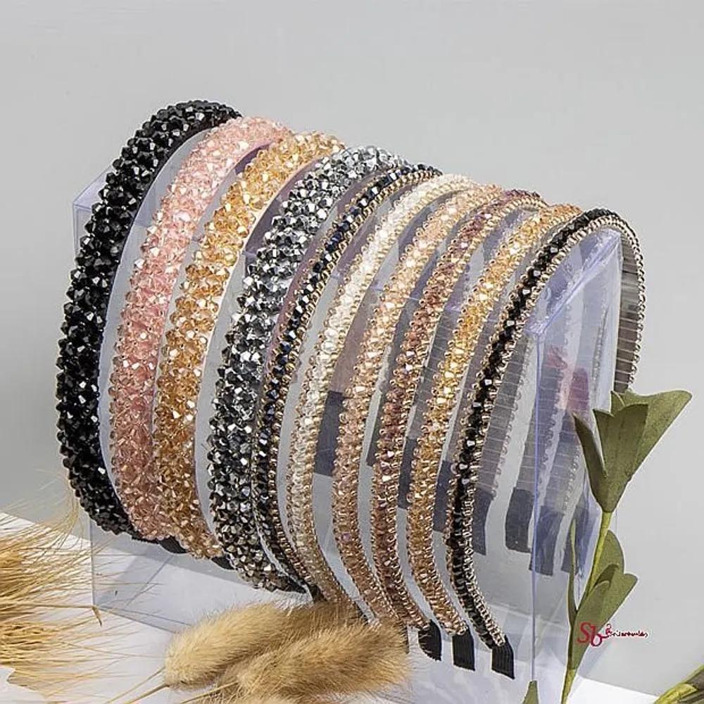 Headband Summer Thin Bling Party Look Jewel Cubic Hairband Women Ijk536