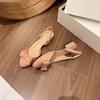 [Spot] French bow bag head sandals women's summer wear 2025 new beautiful nude temperament thick heels