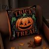 Decorative Bed Cushion Covers 4Pcs/Set Halloween Linen Covers, 18x18 Inch Retro Throw Pillow Cases, Soft Skeleton Pumpkin Black Cat Witch for