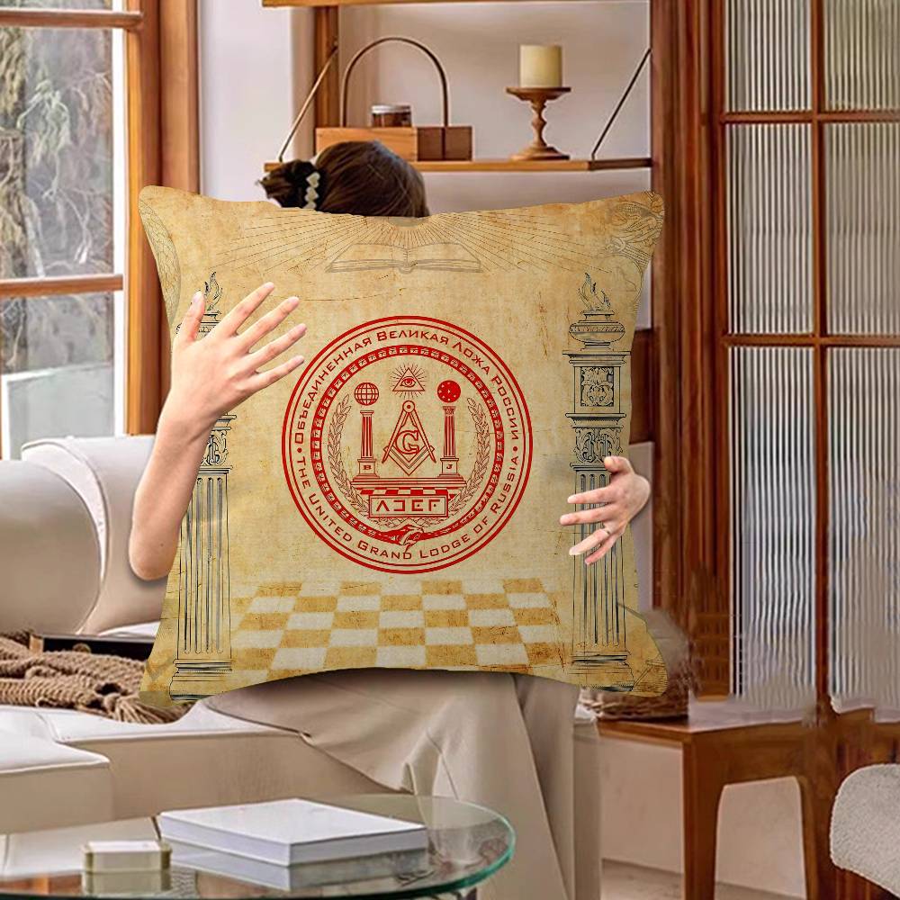 Masonic Lodge Freemasonry Logo Cushion Cover Polyester Sofa Cushions Decorative Throw Pillows Home Decoration Pillowcover