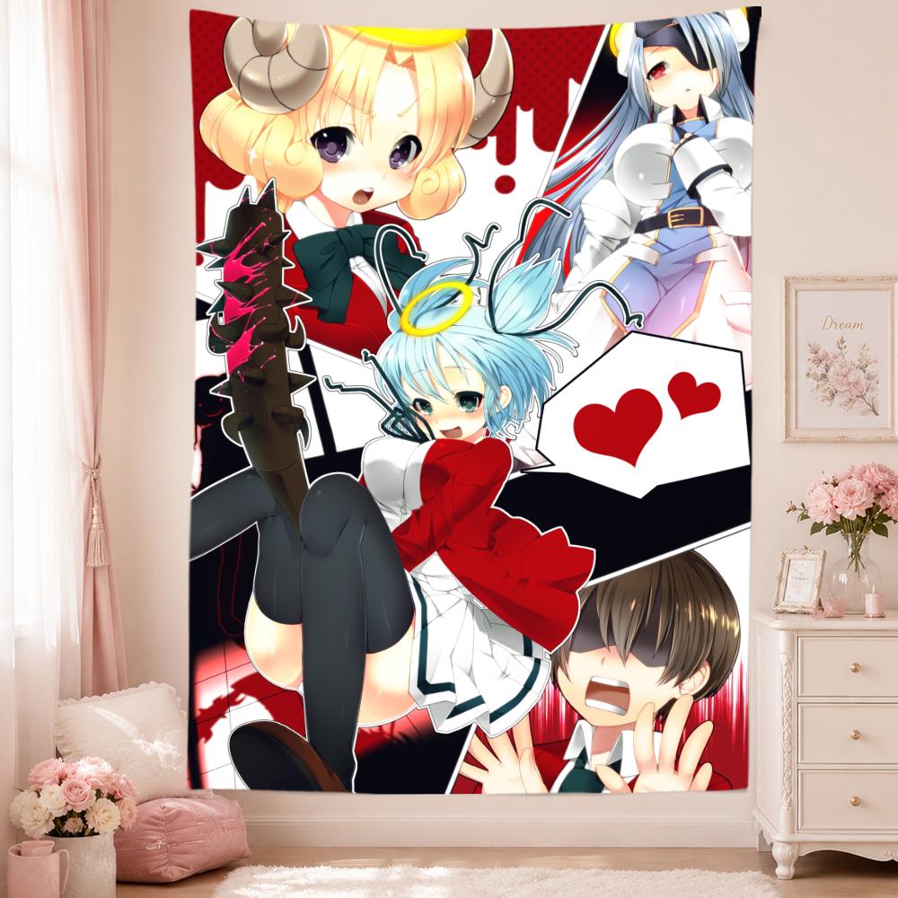 Bludgeoning Angel Dokuro-chan Tapestry Wall Hanging Cute Anime Girls Comedy Manga Art Bedroom Dorm Home Decor Fans Gifts