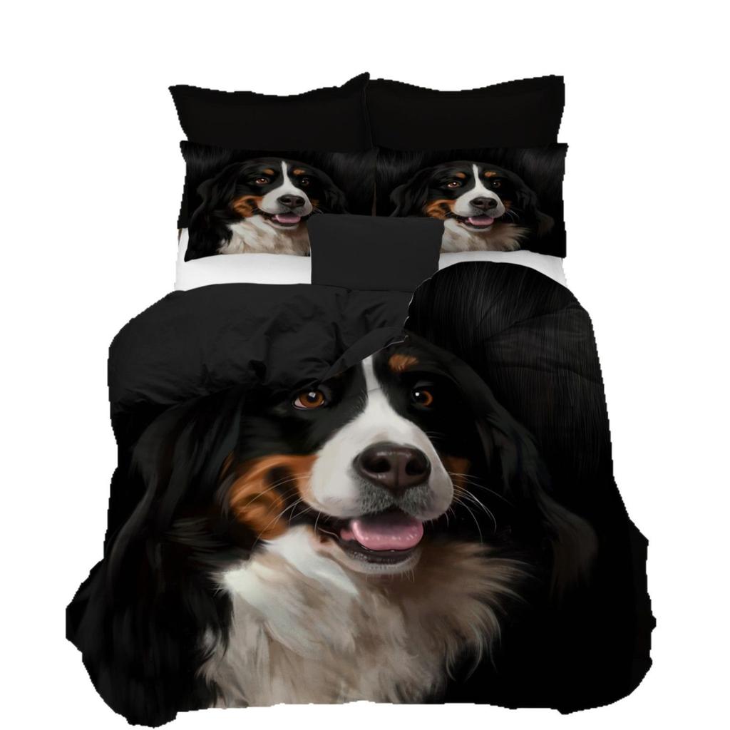 3D Digital Printing Pet Dog Series New Three-Piece Set Abrasive Cloth Quilt Cover Bedding Kit