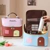 Cute House Shaped Cosmetic Bag Stain Resistant Foldable Space-Saving Makeup Organizer for Travel Home Storage