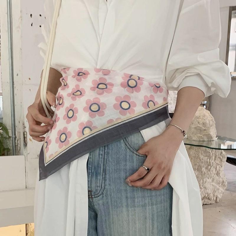 Eșarfă mică pătrată retro de țară, eșarfă artistică franțuzească din bumbac și in, eșarfă de cap pentru femei de primăvară și toamnă, vară, pentru umbră și protecție solară