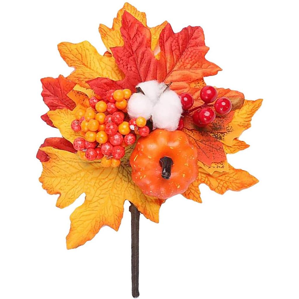 Home Autumn Decoration Christmas Fall Artificial Maple Leaves Berry Stem Faux Branches Fake Pumpkin