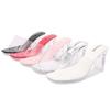 Women Summer High Heel Sandals Transparent Crystal Heel Slide Sandals for Office Nightclub Evening Party Banquet Wedding Catwalk