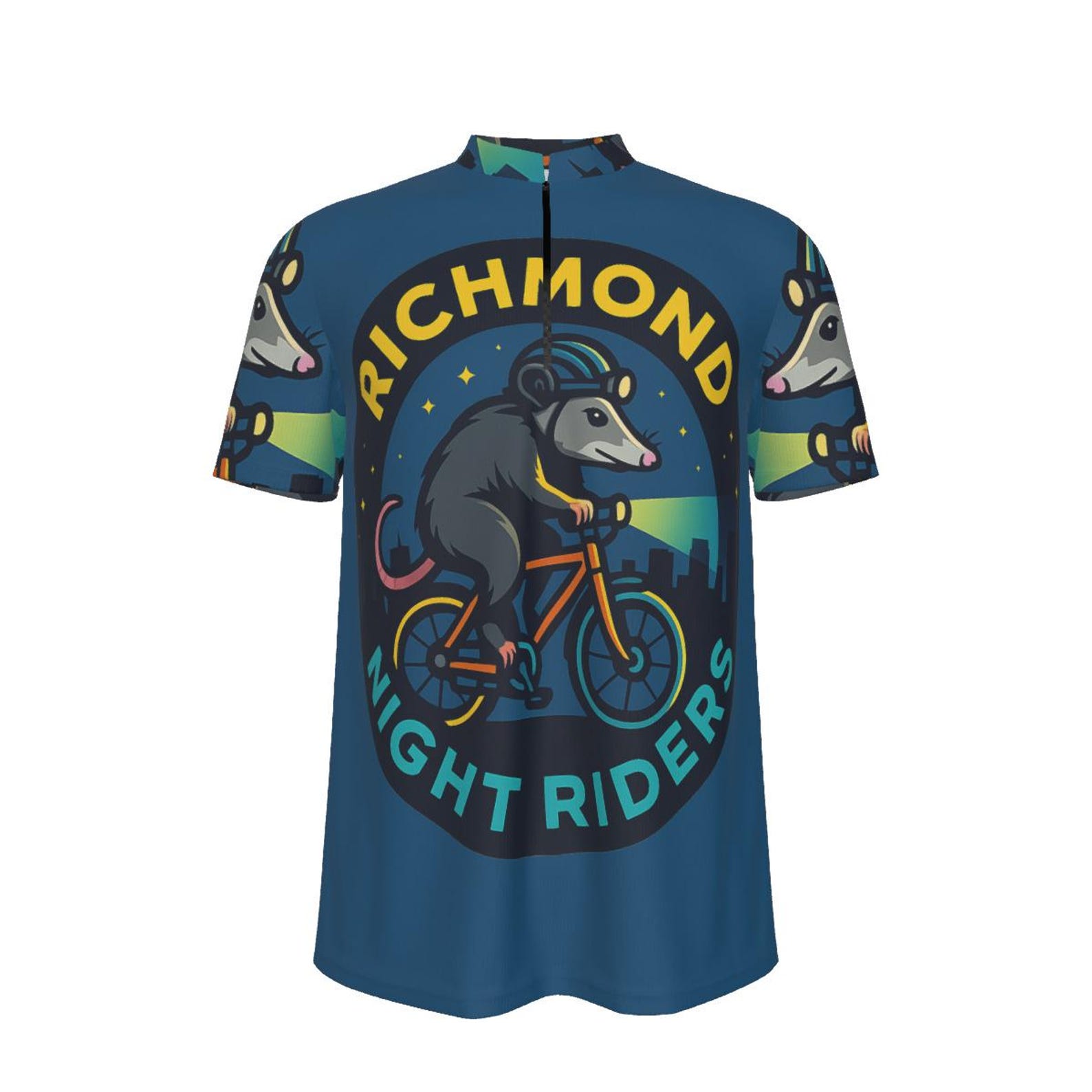 Richmond Night Riders Logo Jersey - Cycling Club RVA Trail Shirt - Urban MTB Ride Tee S