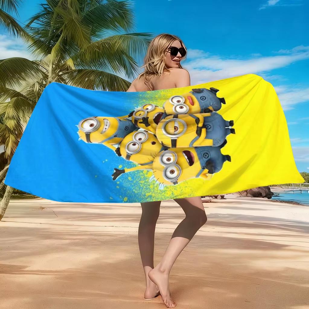 Bright Minions Group Beach Towel, Microfiber Quick Dry Breathable Large Size,Poolside Vacation Bathroom, Print Towel for kids