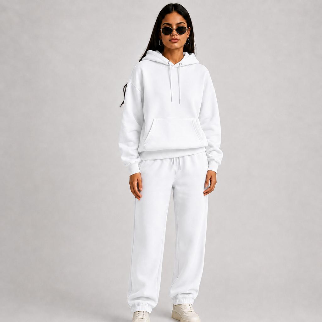 Couple Matching Hooded Tracksuit Set for Spring and, Color Thick Pullover Athletic Sweatsuit for Men and Women