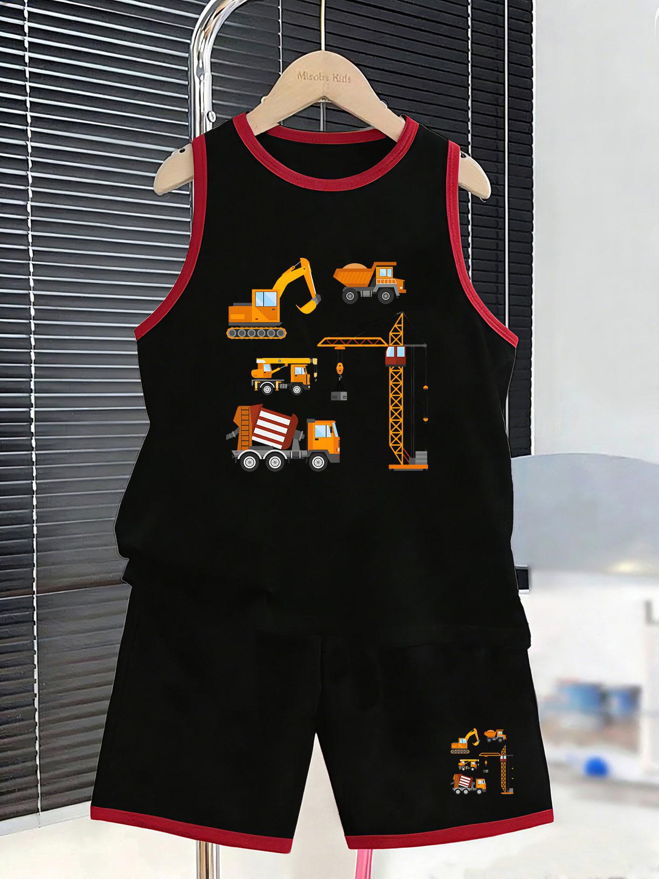 

Boys’ engineering vehicle set. Cool prints, breathable fabric, loose fit for trendy summer outfits. 2-3Y чёрный
