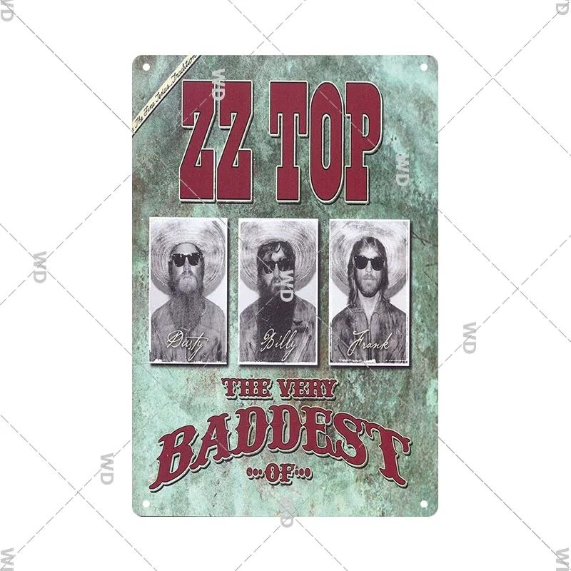 Tin Sign ZZ TOP Rock N Roll Poster Decorative Plaque Metal Signs Retro Vintagge Wall Plate For Home Club Pub Gift Wall Decor