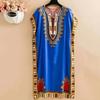 Sommer Ethnischer Stil Damenkleid Rundhalsausschnitt Druck Kontrastfarbe Geometrischer Druck Pullover Locker Kurze Ärmel Midi-Kleid
