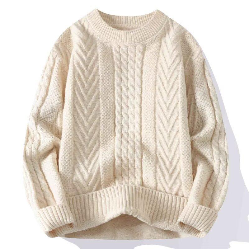 Sweter z dzianiny skręcanej dla par Luźny Vintage Lenistwo Wielokolorowy
