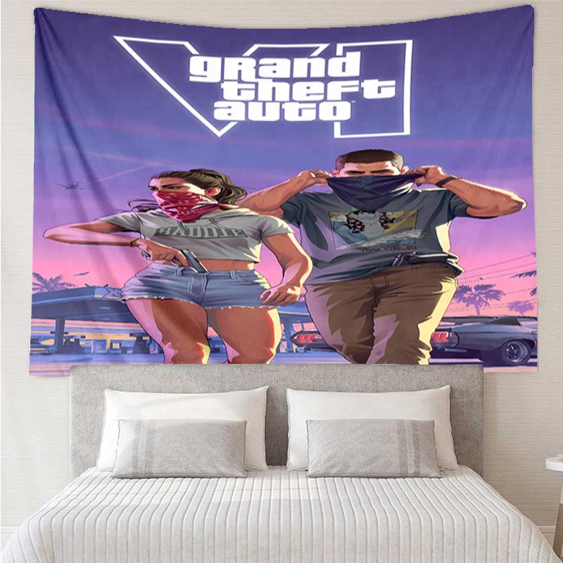 Game Grand Theft Auto Tapestry for Bedroom Aesthetic Classroom Tapestries Wall Hanging for Living Room Dorm Office,Ideal Creative Gift