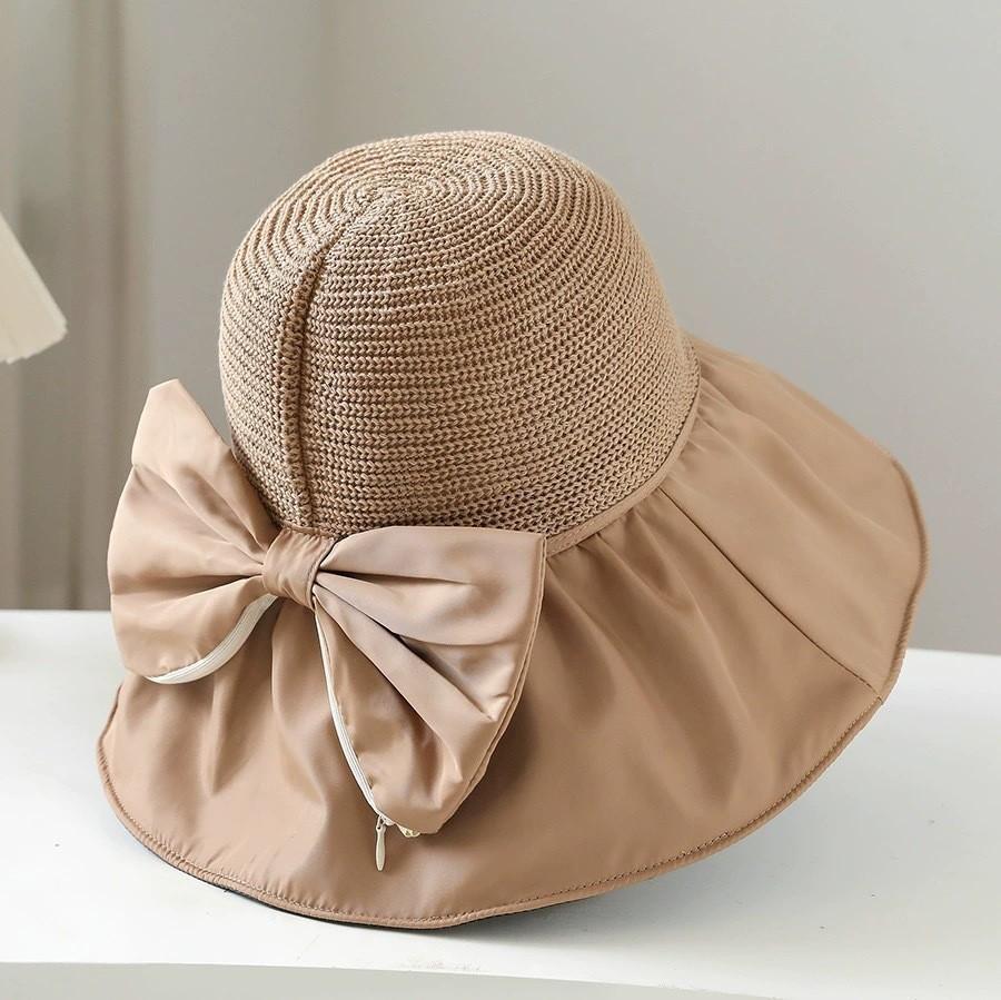 

Sun Protection Foldable Sun Hat With Large Brim And Bow For Women Summer Sunshade Accessory Style A