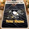 Flannel BlanketPittsburgh Penguins Custom Name Text Personalized Soft Warm Throw Blanket Home Decor Gift