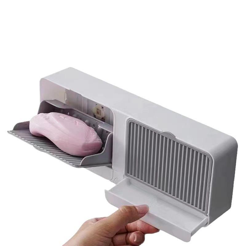 Wall-Mounted Soap Dish with Lid - No Punching Required, Creative Design, High-End Bathroom Soap Holder, Draining Box