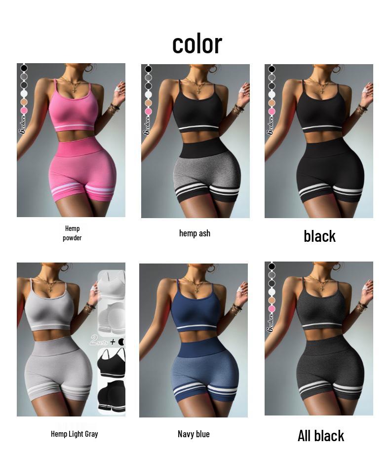 Women's Seamless Colorblock Yoga Set: Shockproof Sports Bra & Hip-Lifting Fitness Shorts