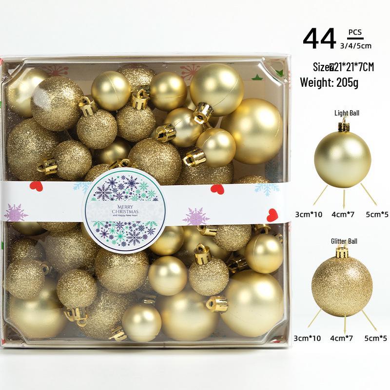 Christmas Tree Ornament Set: 44 Glittery Balls (3/4/5cm) In Colorful Square Box
