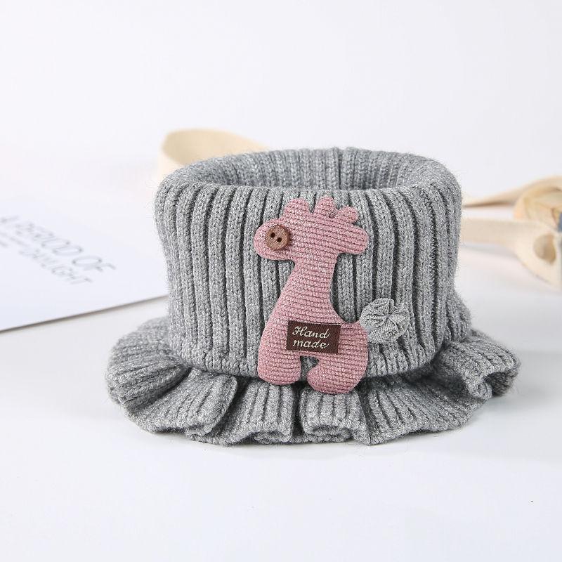 Winter Children s Animal Print Short Round Scarves Best-Selling Jacquard Knit 100% Polyester