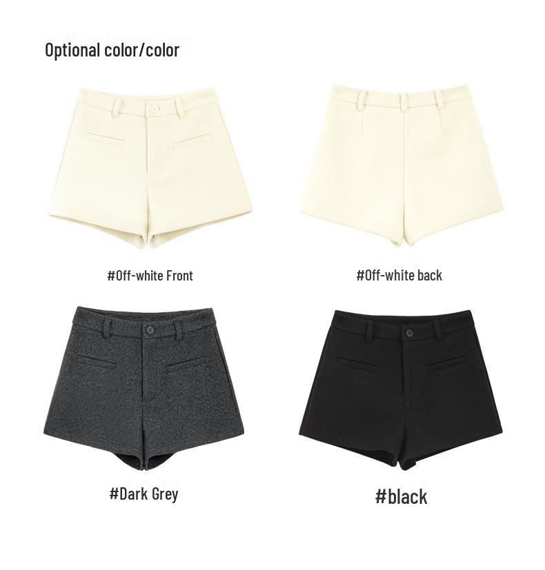 Women's High-Waist Woolen Bootcut Shorts - Slimming & Butt-Lifting A-Line Design, Versatile for Spring.