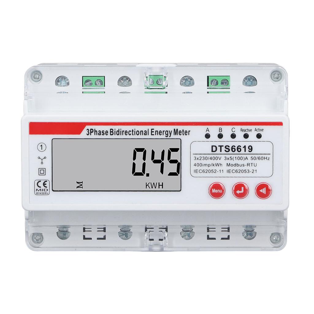 3 Phase 4 Wire Energy Meter LCD Display Multifunctional Button Control Bidirectional Electricity Met