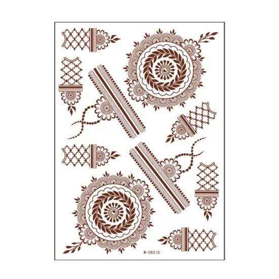 Henna Tattoo Stickers Red Lace Temporary Brown Waterproof Tattoos F